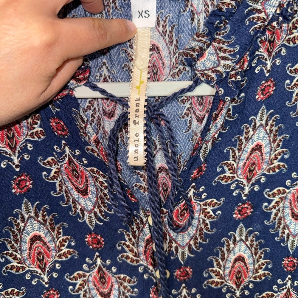 Anthropologie Uncle Frank Dress Ruffle Long Sleeve XS 100%rayon style 33350 USA - Picture 4 of 14